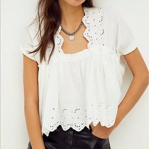 NWT Free People Cross My Heart Eyelet Top